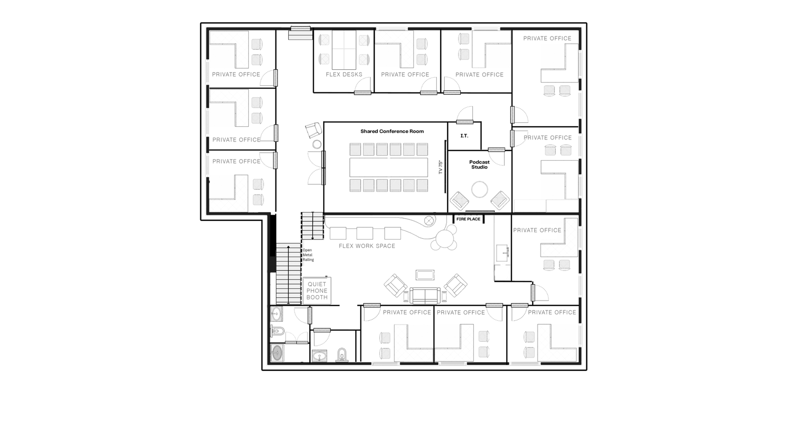 Open Office Floor Plan Whiteboard in Blue Pastel Purple White Minimal Type-Driven Style (1)-Recovered copy